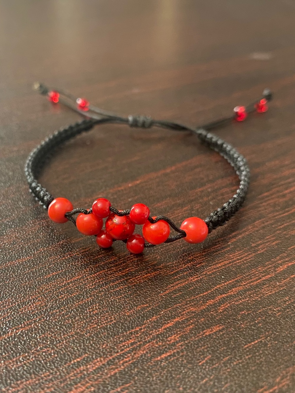 Red Bead work Macrame knotted Bracelet
